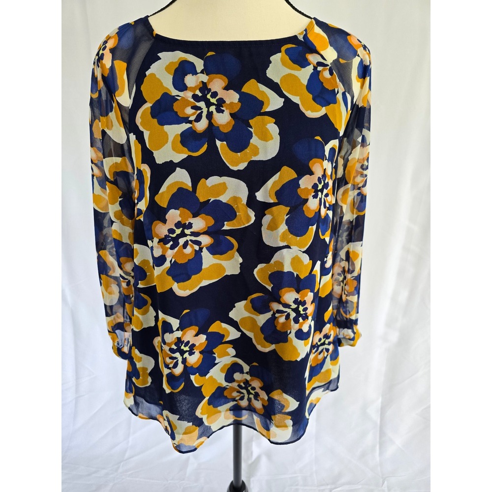 Cabi Floral Print Long Sleeve Blouse Top - Women's Size S - Picture 1 of 3
